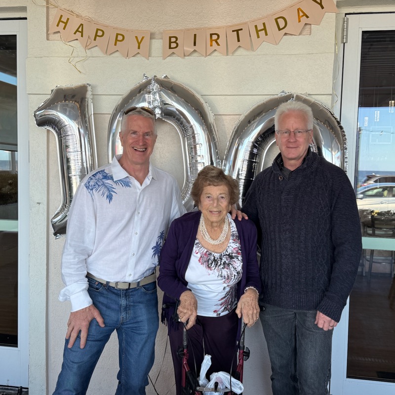 Colin and Paul Hammond with their mother Isobel on her 100th birthday
